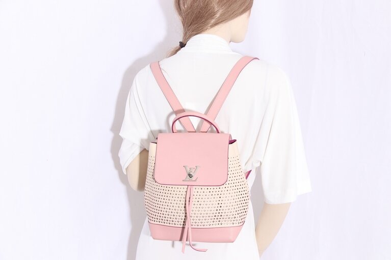 Louis Vuitton, Perforated Pink Calfskin Lockme Backpack