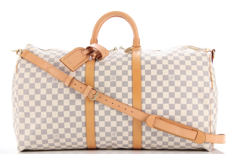 Louis Vuitton Keepall Bandouliere 55 Damier Azur White Coated