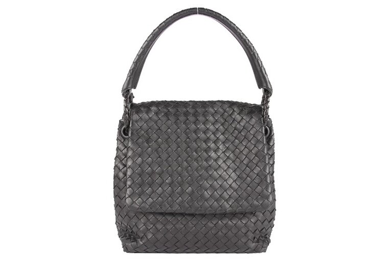 Bottega Veneta Handtasche Schwarz Intrecciato Nappa Leder R