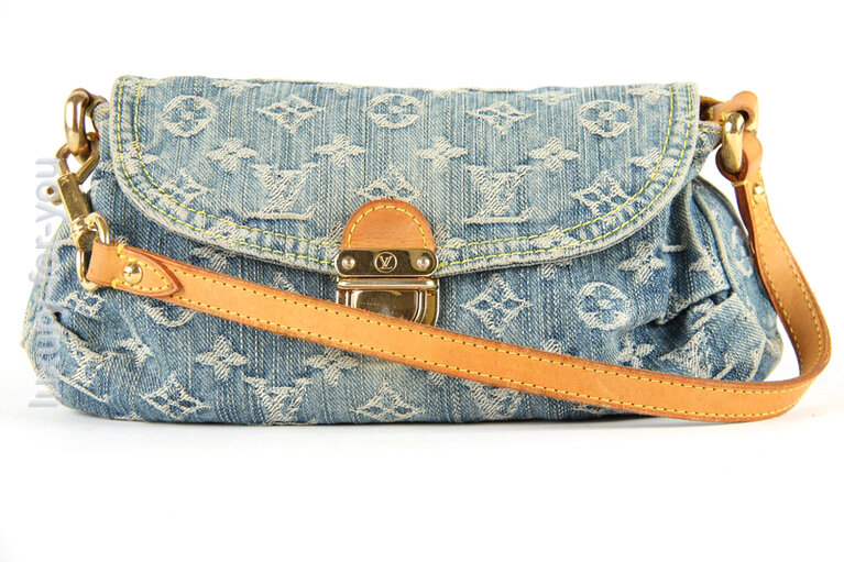 Louis Vuitton Monogram Denim Blue Mini Pleaty Shoulder Bag M95050