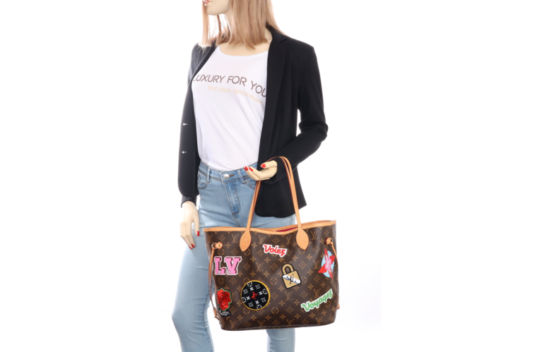 LOUIS VUITTON Neverfull MM Patches Tote Bag M43988